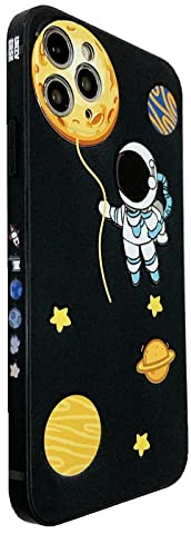 Yonds Queen for iPhone 15 Cute Case, Cartoon Astronaut Space Planet Design Stylish Bumper Cover Soft TPU Rubber Protective Anti-Slip Shockproof Case(iPhone 15, Black Moon)