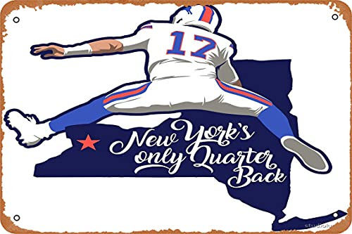 New York's Only Quarterback Josh Allen Poster Metall-Blechschild 20,3 x 30,5 cm Männerhöhle Retro Vintage Wanddekoration Kunst