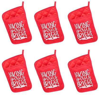 Xcello 6 Presine Natalizie con Guanti Tascabili Resistenti al Calore, Kit da Forno Natalizio per Cuocere al Forno, Cucinare E Feste Festive