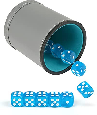 GWHOLE Leather Dice Cup with 10 Dices Dice Stacking Shaker Cup Bar Pub Club Liar Games Dice Rolling Set for Party Games