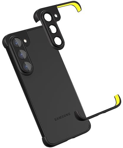 Bimanpap Frameless Slim Case, with Built-in Camera Lens Protector, Ultra-Thin Lightweight Minimalist Shockproof Protective Bumper Silicone Cover (Black, Samsung s24 Plus)