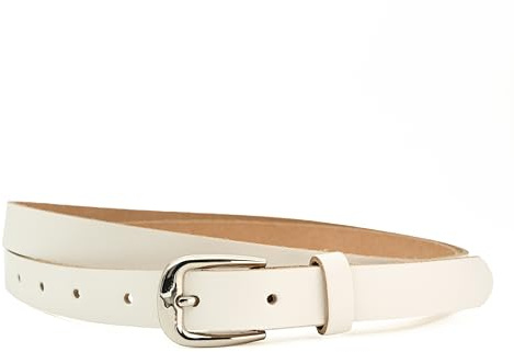 Ab-BELT & BAG 2cm Damen Gürtel aus Leder, Jeans Ledergürtel HRS-03 (Weiß, 85cm Gesamtlänge 100cm)