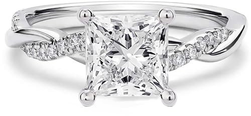 Molioaki Verlobungsring Damen Gold 9K(375) Unendlicher Ring Diamantring 1 Karat Prinzessinnenschnitt 5A Zirkonia Ring Weißgold Eheringe Damen Verlobung Hochzeit Geschenk mit CZ-50