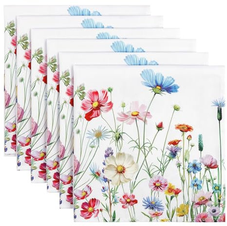 Arquiel Servietten Blumen Rosa 6er-Set, Stoffservietten 100% Baumwolle Weiches Hochwertige Wiederverwendbare Esstisch Servietten Perfekt für Hochzeiten Küche Haushalt Party(45×45cm)