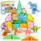 SYNCFUN Magnetic Tiles Jungle Animal Set for Kids, 50PCS Magnet Buliding Blocks Tiles 5 Dinosaur, Learning Educational STEM Construction Toys for Boys Girls Ages 3-8, Xmas Birthday Gift for Toddlers