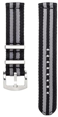WB Original Nylon-Uhrenarmband 2-teilig | 5 Streifen - 20 mm - Schließe: Silber Gebürstet | Nylon | Ersatz-Armband