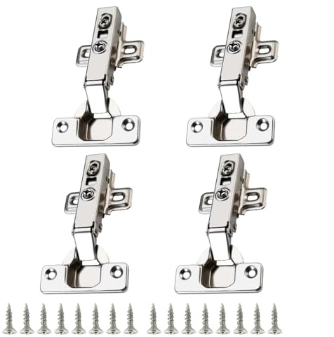 Soft Close Scharnier, Schrank Tür Scharniere mit Gasdruckfeder, 105° Öffnungswinkel, Topf Scharnier Durchmesser 35 mm, verdeckte Küchenschrank Scharniere mit Schrauben (4 Stück - Eckanschlag)