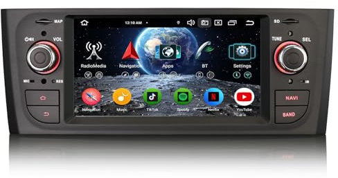 Erisin 8-Core Android 14 4GB+64GB Autoradio per Fiat Grande Punto Linea 6.1 pollici IPS Schermo tattile Supporto GPS Navigatore Senza fili CarPlay Android Auto WiFi DAB+ Bluetooth 5.0 DSP Canbus OBD2