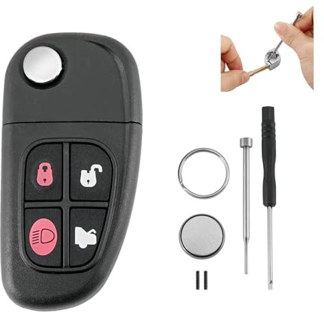 For Jaguar Key Fob Case XJ XJR X-Type S-Type 4 Buttons Car Key Fob Case Shell Battery CR2032 Pin Removal Tool