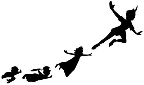 JIFENLI Autoaufkleber 17,1 cm * 10 cm Peter Pan & Gang Flying Fashion Auto-Styling Aufkleber Aufkleber Schwarz/Silber
