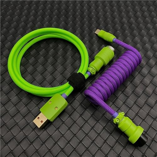 Mini cable de teclado en espiral personalizado, cable de doble manga 8K para teclado mecánico magnético Wooting 40% 60% (verde)