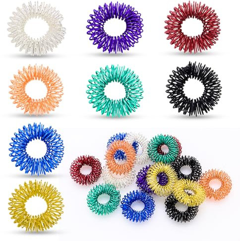 Flycppo 20 Stück Akupressur Ring Set,Massageringe für Finger und Handgelenke,Finger Massage Ring für Stress Reduzierstück und Förderung der Durchblutung(Mehrfarbig)