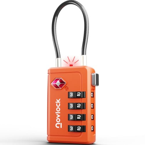 Lucchetto TSA con combinazione a 4 cifre – Per valigia, zaino, borsa da viaggio e bagaglio a mano – Ideale per viaggi in aereo – Confezione da 1 (arancione)
