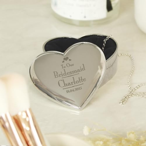 Custom Personalised Decorative Wedding Heart Trinket Box. Engraved, Wedding Gift, Mother of the Groom, Bridesmaid, Bride, Maid of Honour, Flower Girl, Mother of the Bride (Bridesmaid)