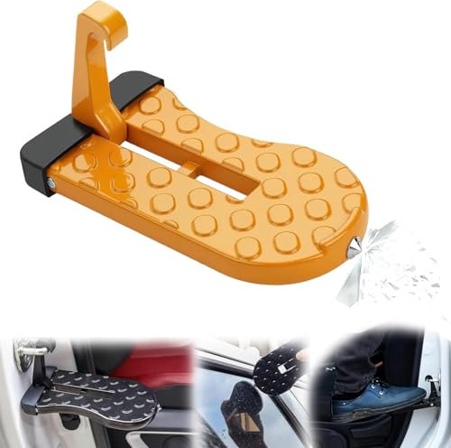 WEDSLK Klappbarer Auto Türpedal für FIAT Ducato, Auto Türstufe, Auto Pedale, Türstufe Trittbretter mit U Haken Verriegelung,B-Orange