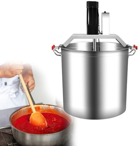 GESAIDES Multi-Function Non-Stick Pan Stir-Fry Machine Pot Stirrer, Stainless Steel Hot Pot Seasoning Bottom Soup Fryer Automatic Food Mixer for restaurants,40L