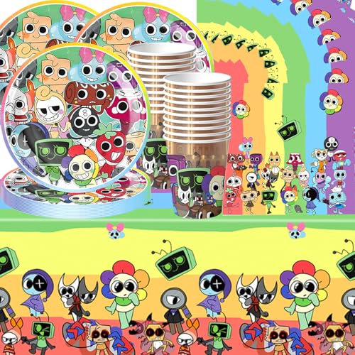 Set di stoviglie per feste, feste di compleanno dei bambini, compresi piatti, bicchieri di carta, tovaglioli di carta e tovaglie, adatte per 20 feste di compleanno per bambini