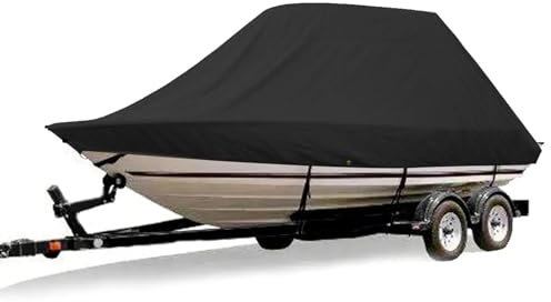 Bootsteppich 18-28ft 210D Jumbo Cruiser Bootsabdeckung Heavy-Duty Marine Wasser Sonnenschutz UV-Schutz Fisch-Ski VHull Liegeplatzabdeckung Yachtabdeckung(26-28FT)