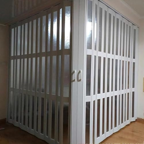 Puertas Plegables Acordeon Puerta plegable comercial de PVC con forma de acordeón y vidrio acrílico, corrediza, de doble hoja, de plástico, en forma de L, para tiendas, pasillos y cocinas abiertas(200