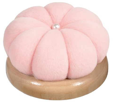Pin Cushion Cute Wooden Base Needle Pincushions Japanese Style Pin Cushions Round Needle Holder Sewing Pincushions for Sewing Quilting Needlework DIY Crafts Light Pink
