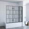 Aquabatos - Pannello doccia per vasca da bagno, 150 x 140 cm, 3 pezzi, pieghevole, colore nero, decorazione a quadretti, divisorio per doccia in vetro di sicurezza da 5 mm
