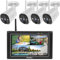SecuFirst Telecamera di sorveglianza esterna con monitor, touchscreen da 7 con 2 TB di memoria espandibile, 4 telecamere per esterni con 2 K HD, lavoro senza Wi-Fi, 32 GB di memoria locale. Senza ABO