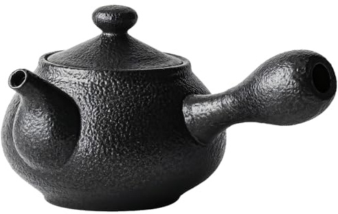 Teiera in argilla nera, design classico in stile giapponese, altezza 7,5 cm, teiera con manico laterale, filtro integrato, perfetta preparazione e servizio del tè, 7,5 cm