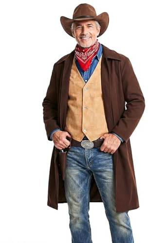 Maskworld Westernheld Kostüm mit Hut & Holster - Cowboy-Kostüm-Klassiker für Erwachsene - Verkleidung Karneval, Halloween & Motto-Party - Größe: XXL