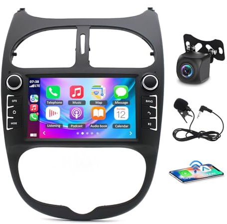Autoradio 2 DIN Android 13 pour Peugeot 206/206CC/206SW 2000-2008,7 Pouces Écran Tactile 2+32G,Support CarPlay & Android Auto,Bluetooth GPS FM/RDS WiFi,Poste Radio Voiture avec Navigation SWC