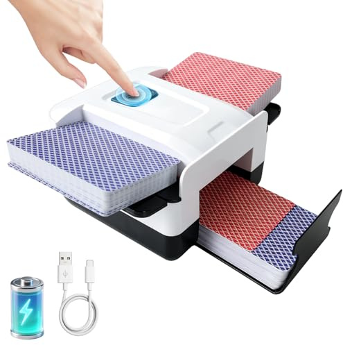 Mezclador de Cartas eléctrico automático Sentoo, 2000mAh USB-C Recargable, silencioso, para 1-2 Barajas, póquer, Blackjack, rommé y más Juegos de Naipes