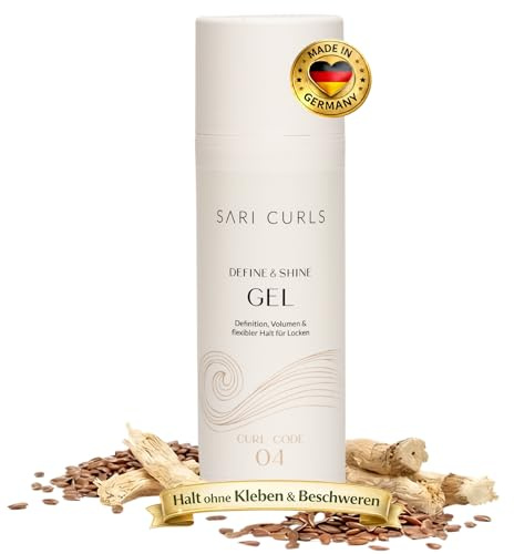 SARI CURLS Define & Shine Styling Gel – Definierendes Lockengel für Wellen & Locken mit Leinsamen & Marshmallow Root – flexibler Halt ohne Crunch – Anti-Frizz, vegan – 150 ml