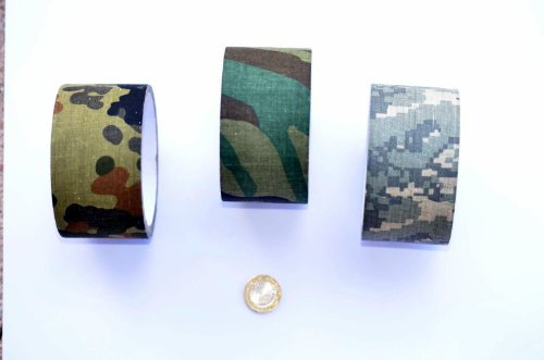 Gewebeband - Farbe: Bundeswehr Panzertape, Klebeband, Tape, Camouflage, Flecktarn, Bundeswehrtarn, Tarnfarben, Gewebeband Geocaching zum tarnen von Petlingen, Filmdosen, Dosen