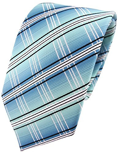 TigerTie Designer Krawatte in türkis mint silberweiss schwarz gestreift