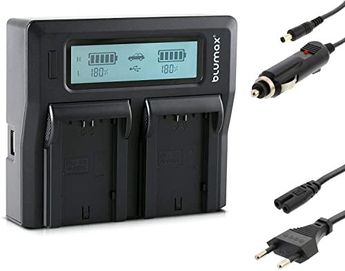 Blumax Turbo LCD Dual/Single Charger Kompatibel mit Canon, Nikon, Panasonic & Sony Akkus – Dual Ladegerät Sony NP-FW50
