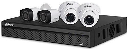 Dahua Kit de surveillance vidéo enregistreur avec 4 caméras IP et enregistrement Full HD avec disque dur intégré