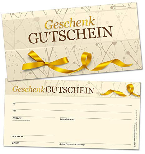 Geschenkgutscheine für Kunden, branchen-neutral verwendbares Design, 50 edle Karten, blanko, selbst beschriften mit Betrag, Name, Firmen-Stempel