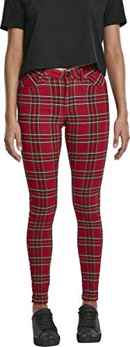 Urban Classics Damen Ladies Skinny Tartan Pants Hose, per Pack Mehrfarbig (red/blk 00200), W(Herstellergröße: 32)