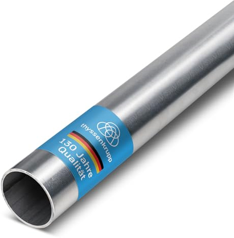 thyssenkrupp Edelstahlrohr – Rundrohr Edelstahl V2A geschweißt – K240 geschliffen – Werkstoff 1.4301 / AISI 304 – Ø 33,7 x 2 mm, 1000 mm Länge