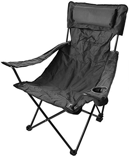 normani Campingstuhl Faltstuhl Klappstuhl Anglerstuhl Getränkehalter Stuhl Gartenstuhl für den Sommer Farbe Deluxe/Schwarz