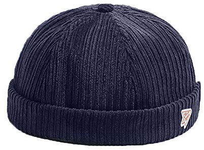 Herrenmütze, Dockermütze, Beanie, Matrosenmütze, Arbeitermütze, Rollmanschette, Retro, randlos, verstellbar, 0072-Blau, Einheitsgröße