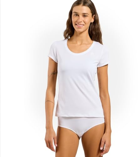 Odlo Unterhemd für Damen Kurzarm Active F-Dry Light | Weiß | Größe XS | Funktionsshirt | Funktionsunterwäsche