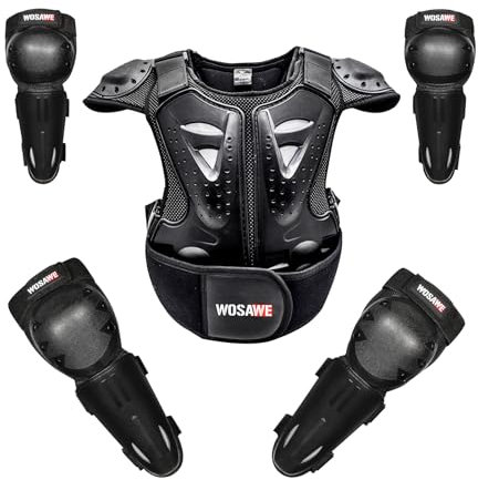 WOSAWE Kinder-Schutzkleidung mit Knieschoner Ellenbogenschoner Schutz Weste Motorrad Ganzkörperschutz Rüstung für Ski Snowboard Motocross Sport (BC205 Sets, L)