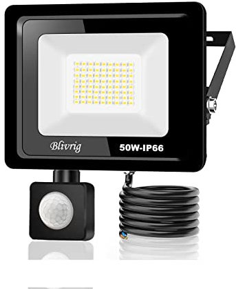Blivrig außenstrahler mit bewegungsmelder 50W IP66 Scheinwerferled aussenstrahler mit bewegungsmelder,5000LM Warmweiß 3000K Superhell Außenstrahler LED Fluter Flutlicht, für Garten,Garage,Hof