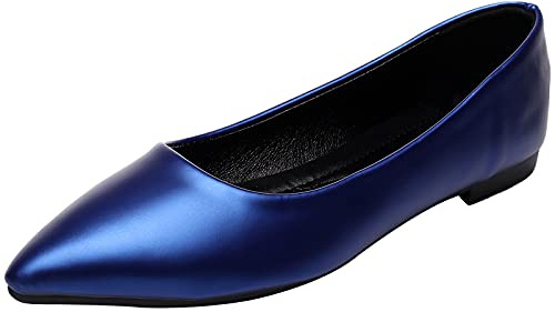 ANUFER Damen Spitze Ballerinas Geschlossene Zehe Schlüpfen Pumps Abendschuhe