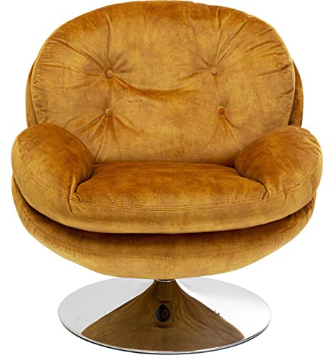 Kare Design Drehsessel Cosy, Amber, Sessel, Polstersessel, Samtoptik, Stahl Fuß, 360 Grad drehbar, Retro Look, 84x81x83 cm (H/B/T)