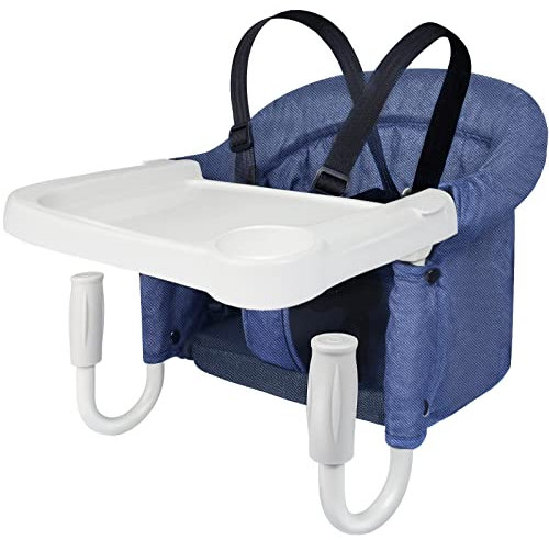TOONOON Hook On High Chair with Tray, Fast Table Chair Clip on Table High Chair, High Chair That Attaches to Table Portable Baby Feeding Seat for Baby Toddler Washable for Travel Outside