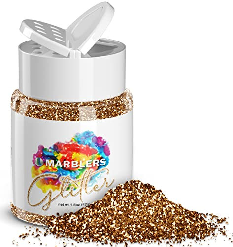 MARBLERS Twinkle Glitter [Dark Gold] 1.5oz (42g) | Fine | Non-Toxic, Vegan, Cruelty-Free | Face, Body, Eyeshadow, Hair, Festival, Party Makeup | Nail Art, Polish | Resin, Tumbler, Slime, Craft