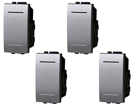 Deviatore 1P 16A Unipolare, Compatibile Con Bticino Living Light (4 Pezzi, Grigio)