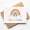 Essi's Stoff Boutique 10 Regenbogen Einladungskarten für Kindergeburtstag, Pastell Rainbow Einladungen für Mädchen, Boho Geburtstagseinladung zum Ausfüllen mit Umschlägen