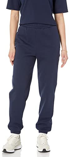 Amazon Essentials Pantaloni da Jogging a Vita Alta vestibilità Comoda (Disponibili in Taglie Forti) Donna, Blu Marino, L